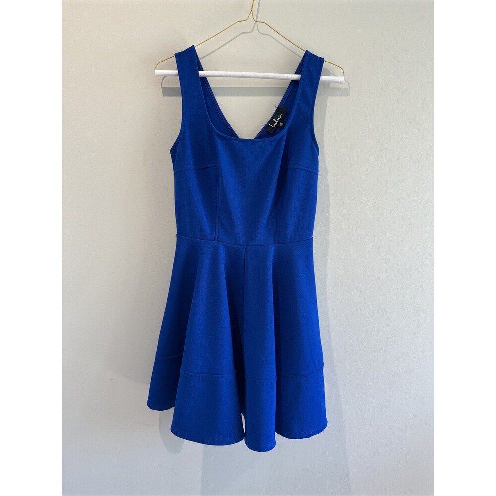 Lulu’s Royal Blue Dress Medium Home Before Daylight Mini Skater Dress Summer